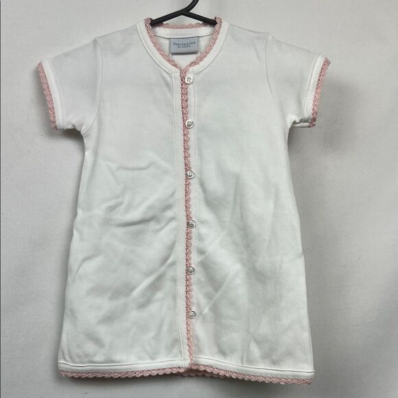 Squiggles by Charlie White and pink Pima Cotton short sleeve day gown 3-6 m NWT - Picture 1 of 13